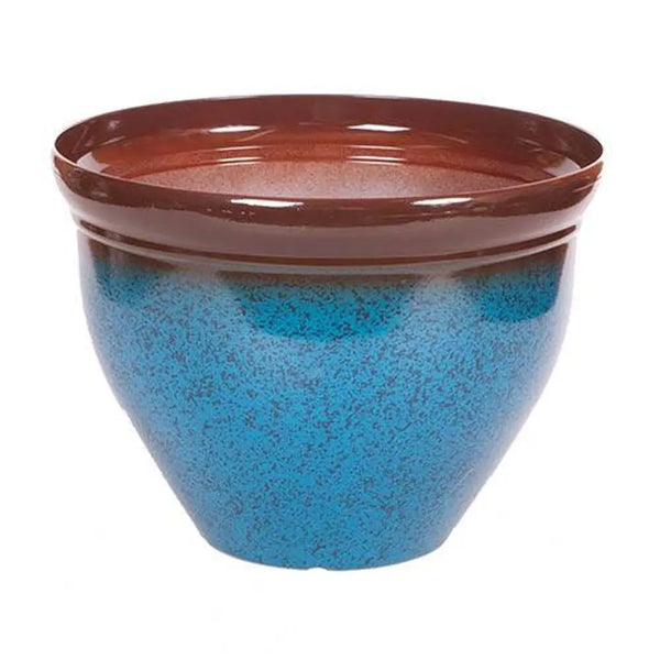 Ceramic Look 39.5cm Mottled Blue Planter You Garden