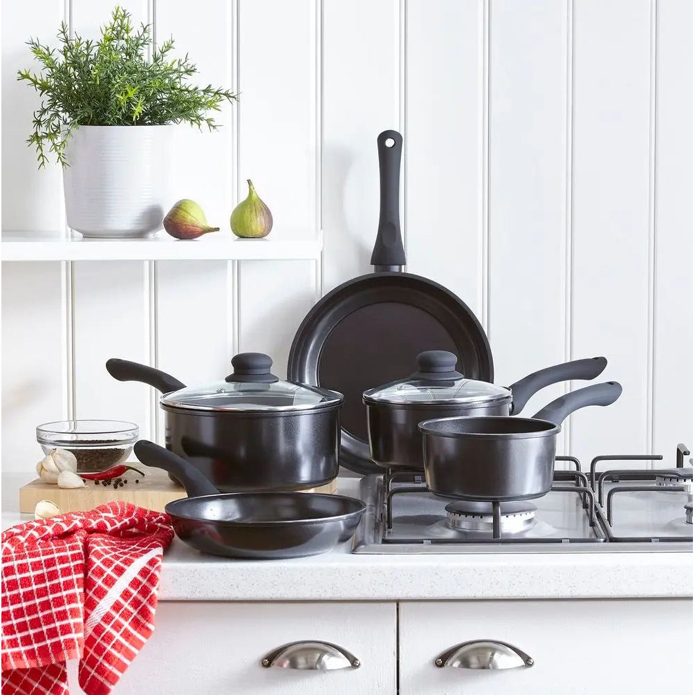 Cermalon 5 Piece Black Carbon Steel Cookware Set Cermalon