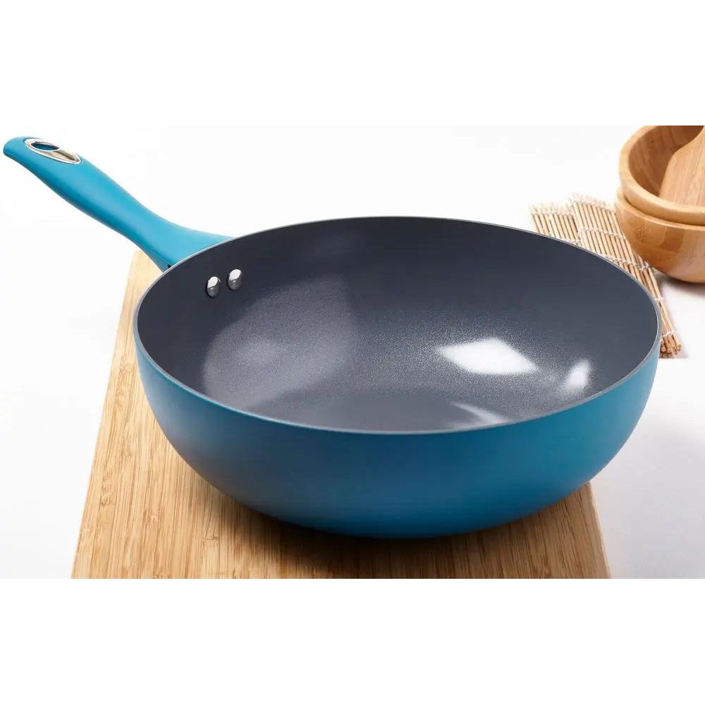 Cermalon Non Stick Wok Teal Blue Cermalon