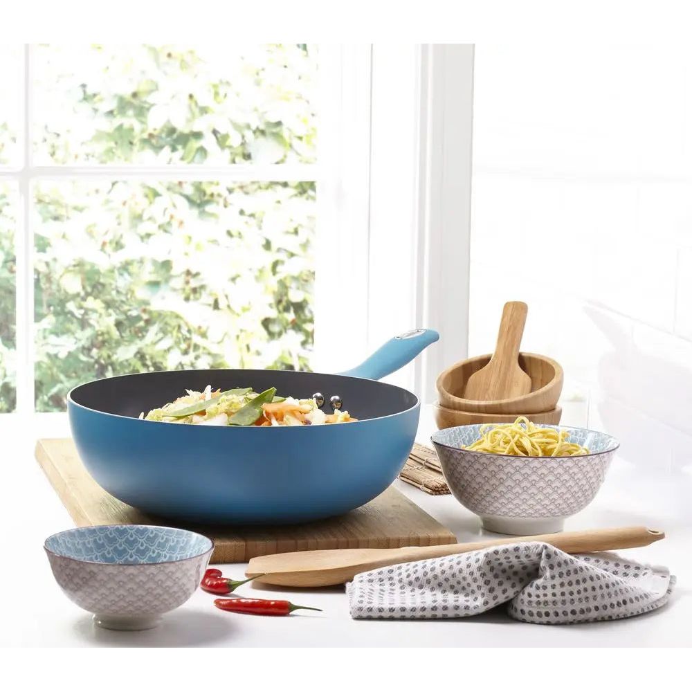 Cermalon Non Stick Wok Teal Blue Cermalon