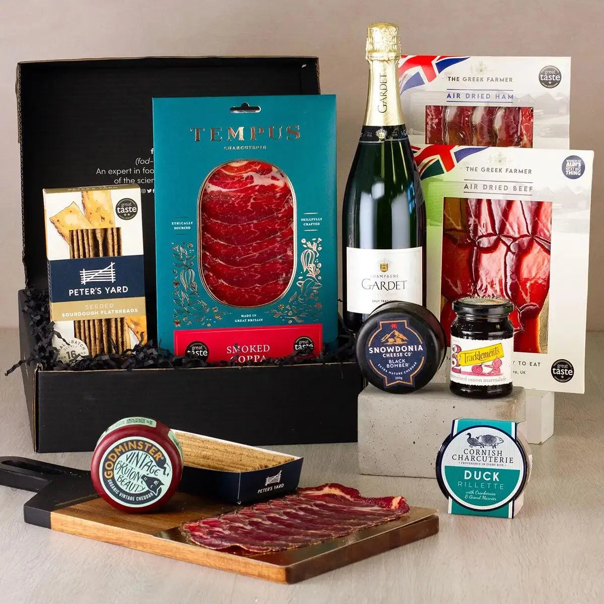 Champagne, Charcuterie and Cheese Hamper Spirit Journeys Gifts