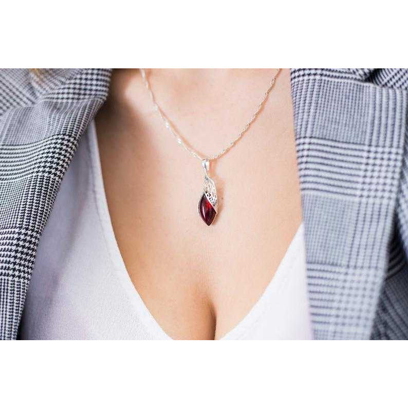 Cherry Amber Fancy Top Pendant & Earrings Jewellery Set Spirit Journeys