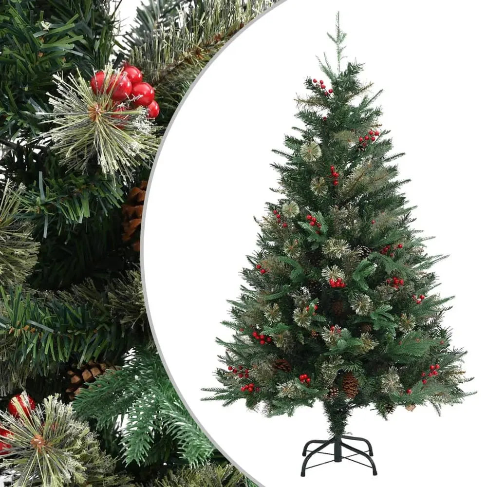 Christmas Tree with Pine Cones Green 120 cm to 225 cm PVC&PE vidaXL