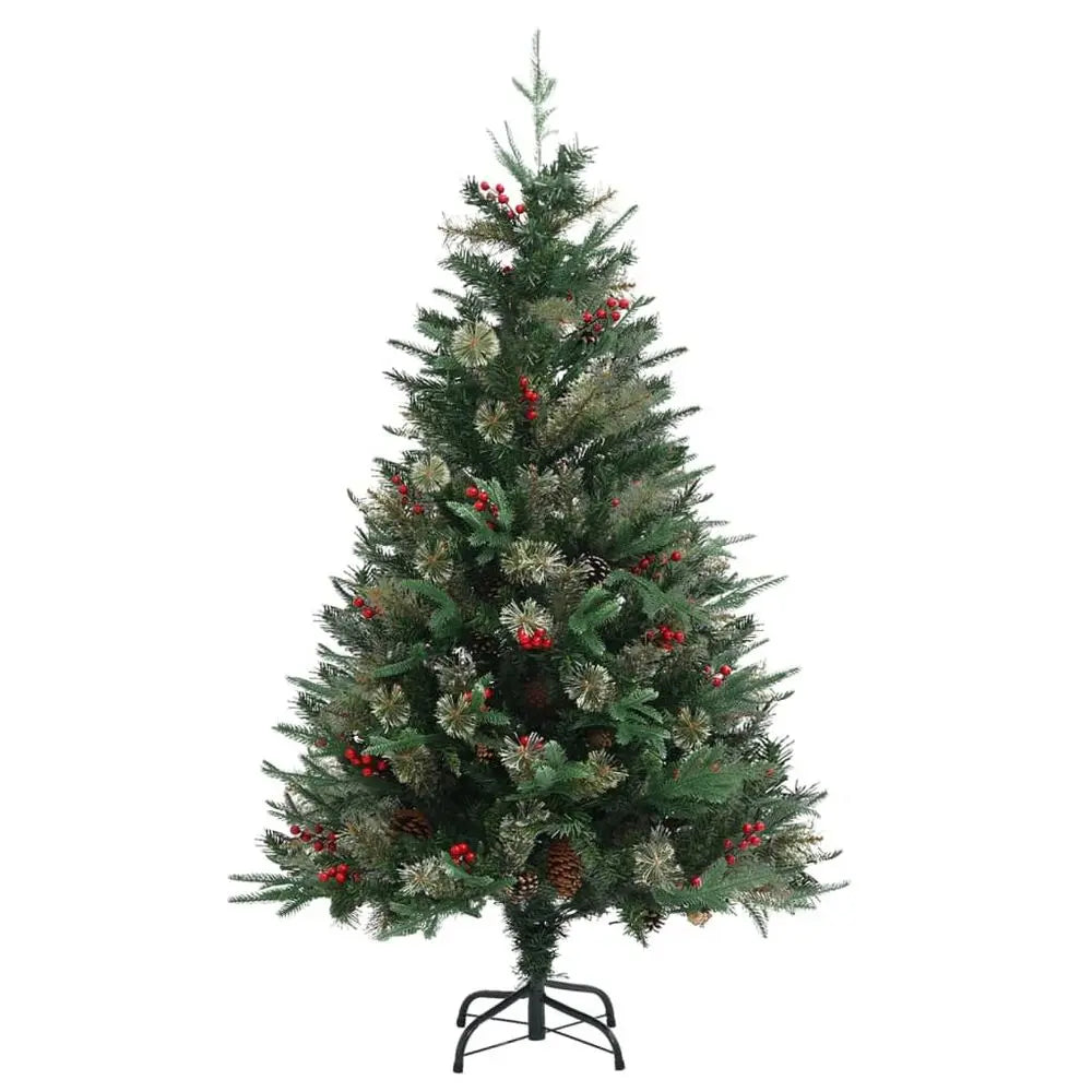 Christmas Tree with Pine Cones Green 120 cm to 225 cm PVC&PE vidaXL