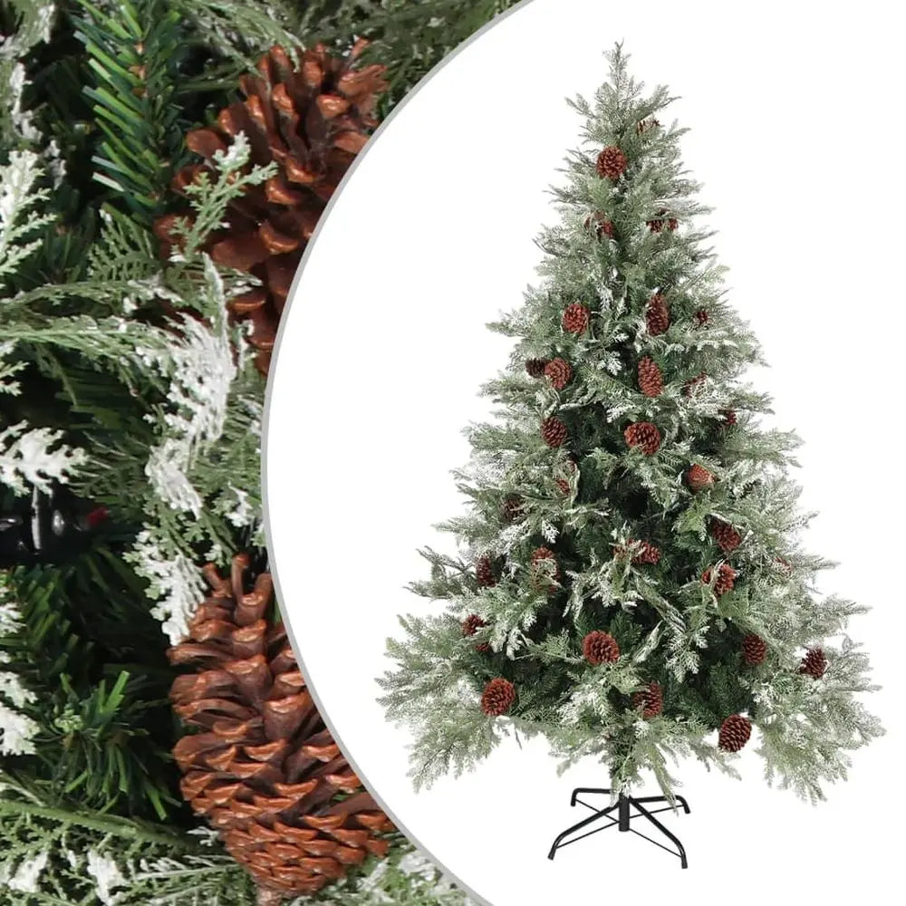 Christmas Tree with Pine Cones Green and White 120 cm to 225 cm PVC&PE vidaXL