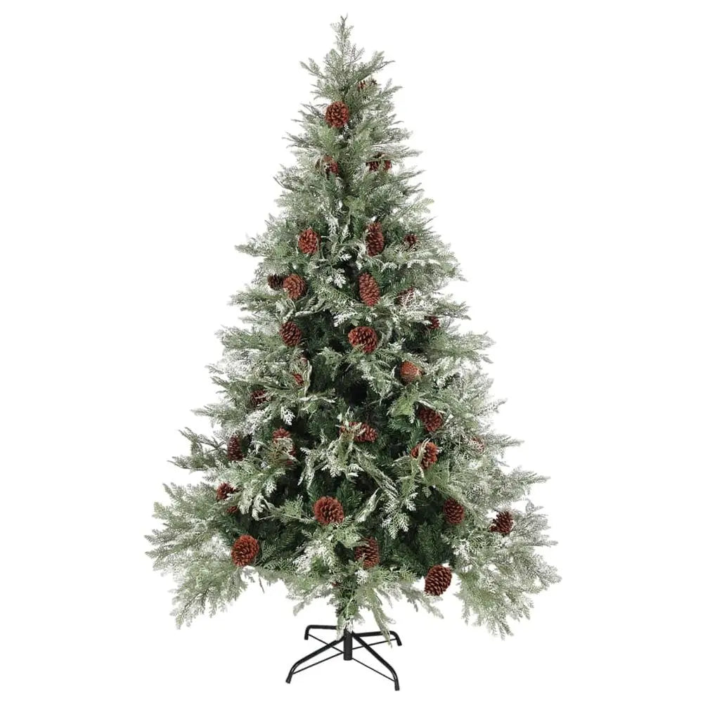 Christmas Tree with Pine Cones Green and White 120 cm to 225 cm PVC&PE vidaXL