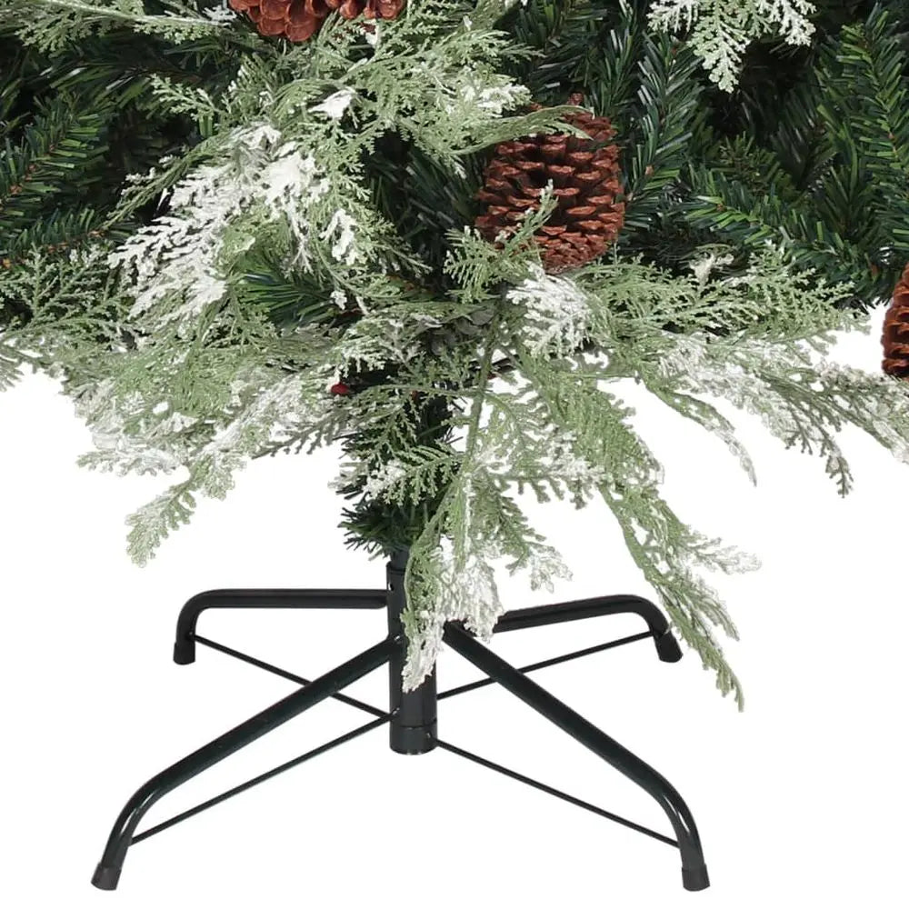 Christmas Tree with Pine Cones Green and White 120 cm to 225 cm PVC&PE vidaXL