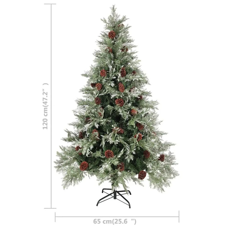 Christmas Tree with Pine Cones Green and White 120 cm to 225 cm PVC&PE vidaXL