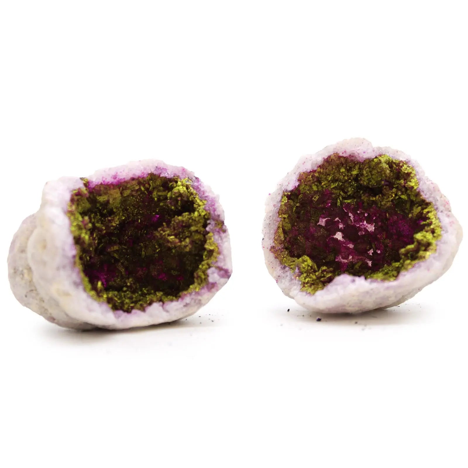 Coloured Calsite Geodes - Natural Rock - Pink & Gold Spirit Journeys Gifts