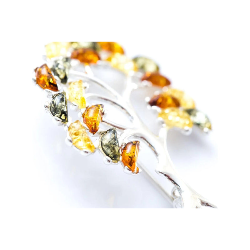 Colourful Large Amber Tree Brooch Spirit Journeys Gifts