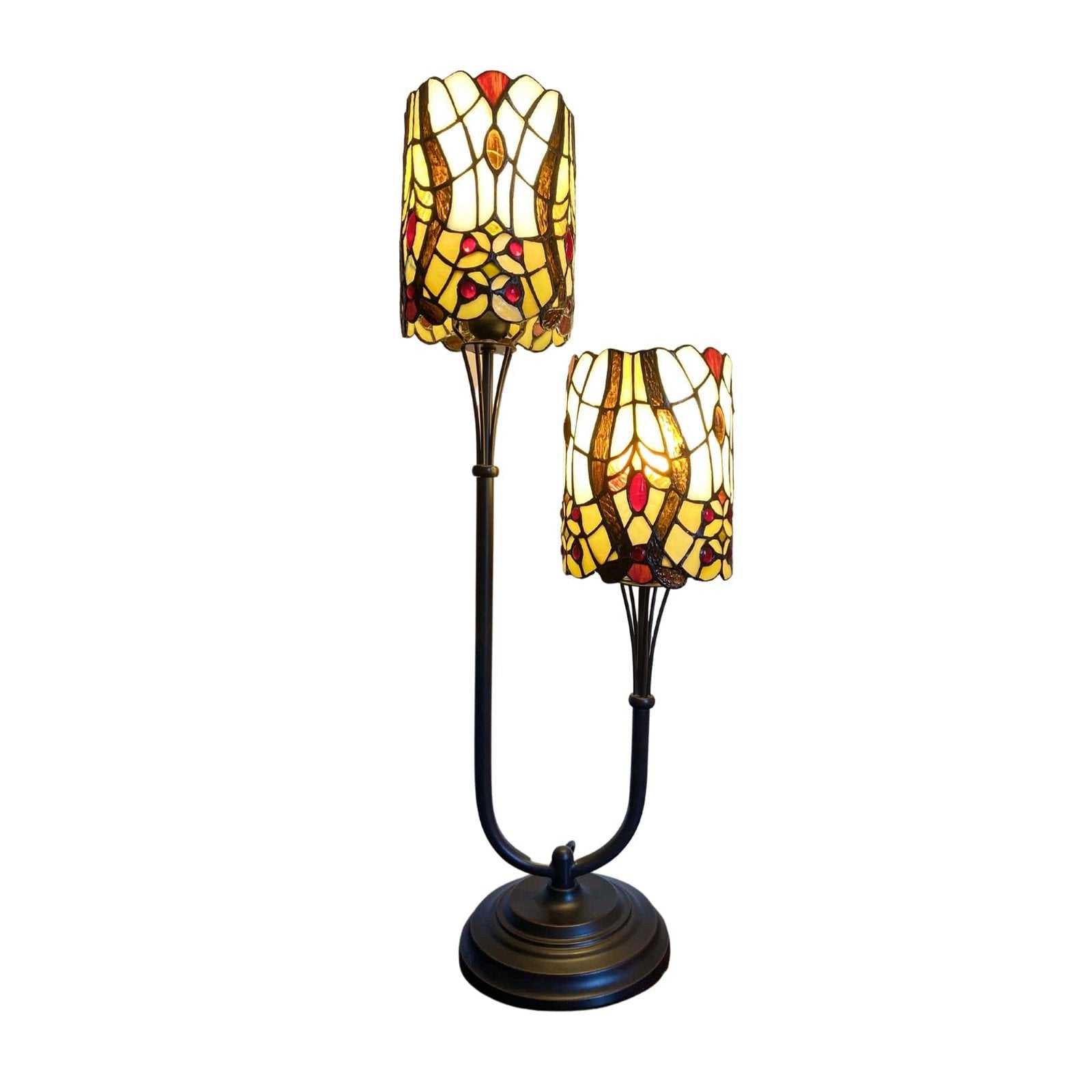 Cream Twin Stem Tiffany Lamp 72cm Spirit Journeys