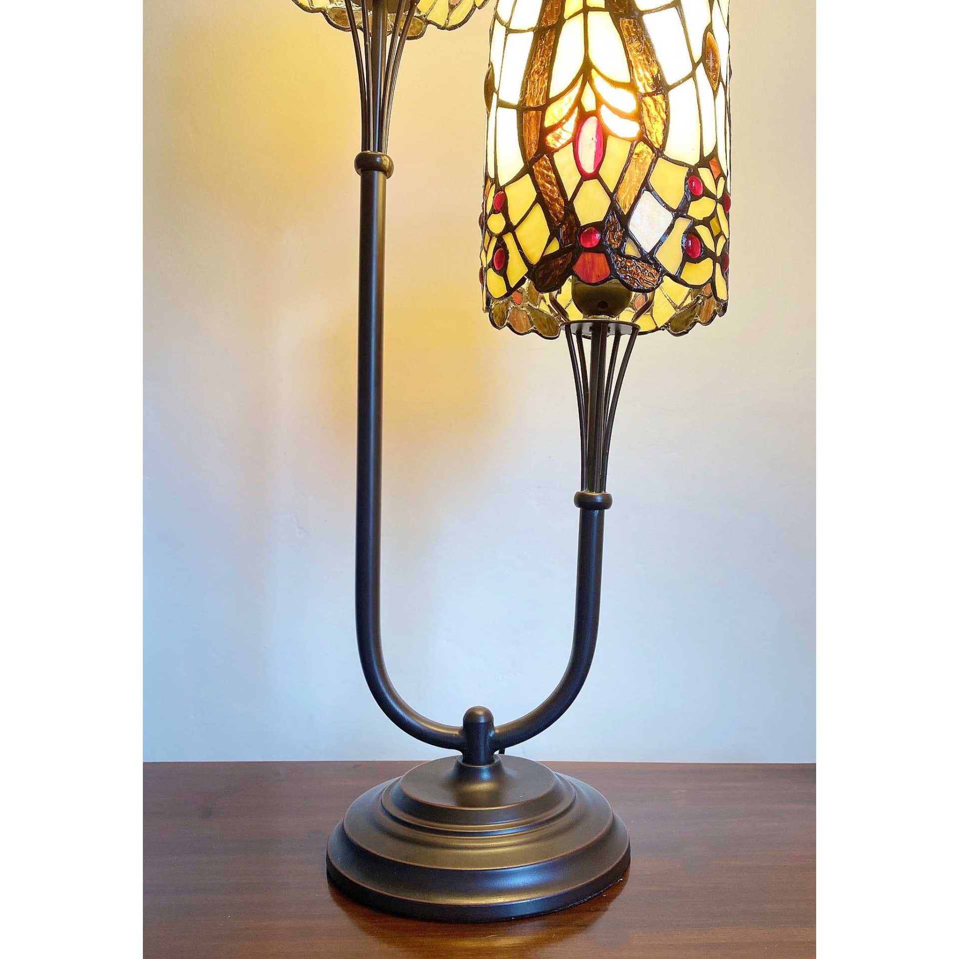 Cream Twin Stem Tiffany Lamp 72cm Spirit Journeys