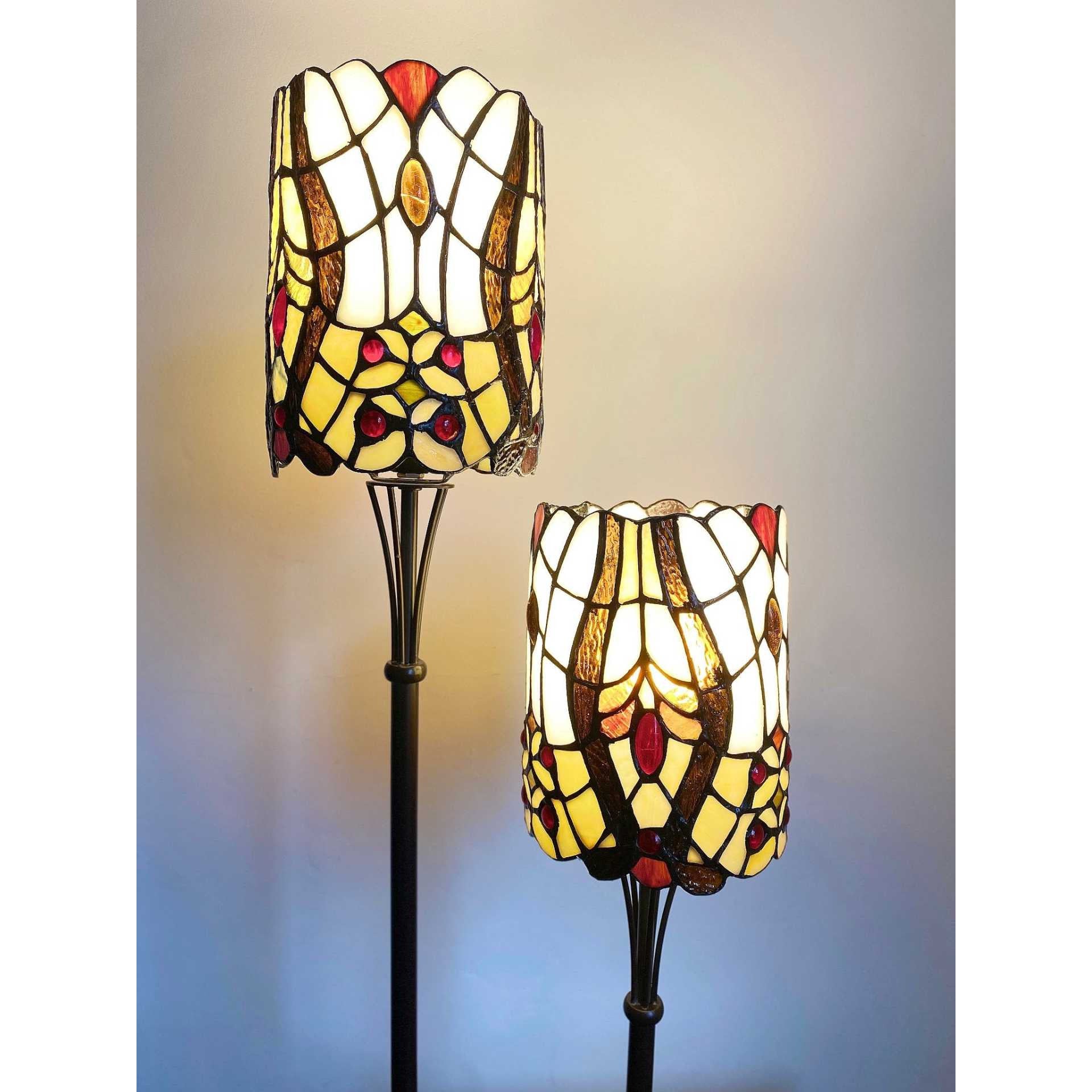 Cream Twin Stem Tiffany Lamp 72cm Spirit Journeys