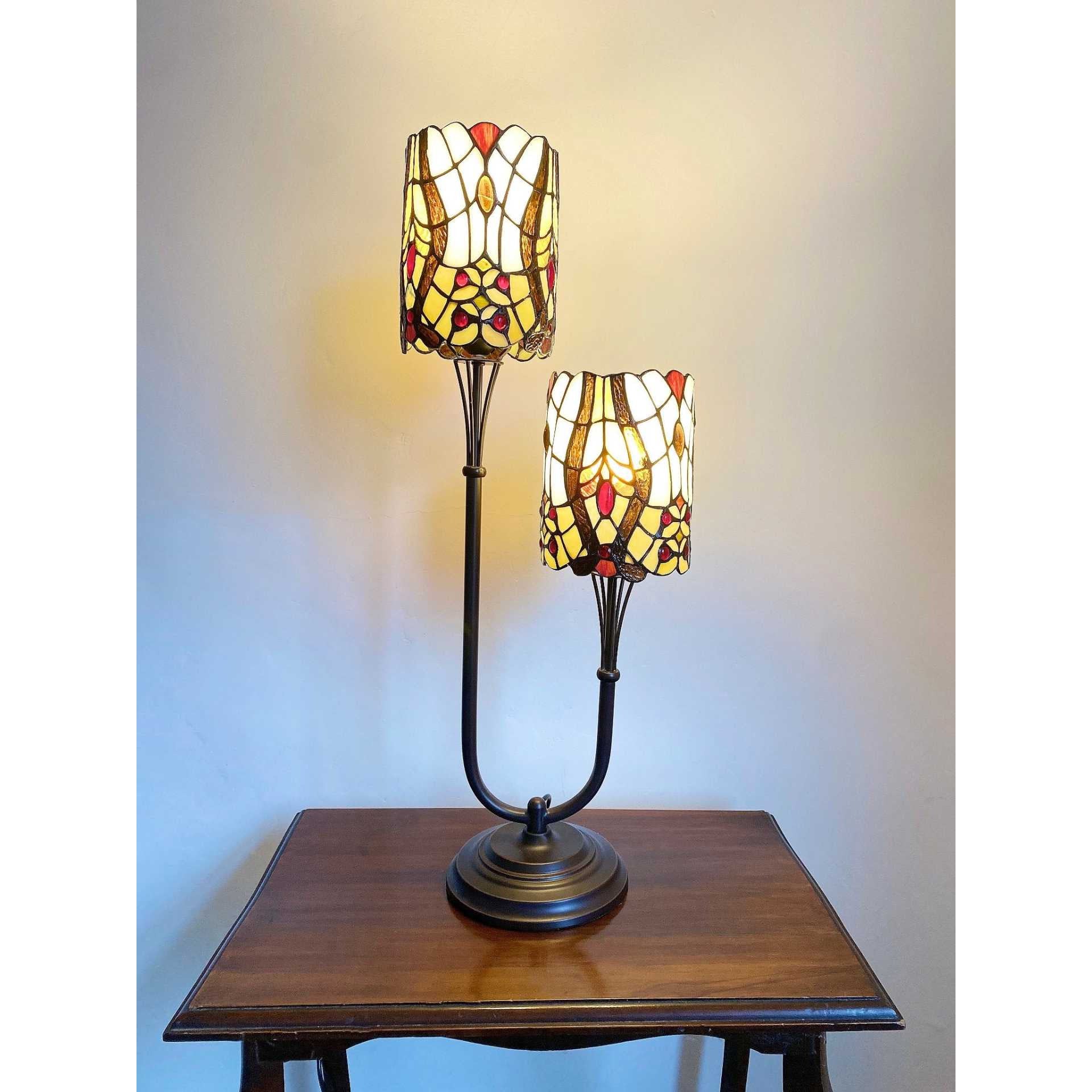 Cream Twin Stem Tiffany Lamp 72cm Spirit Journeys