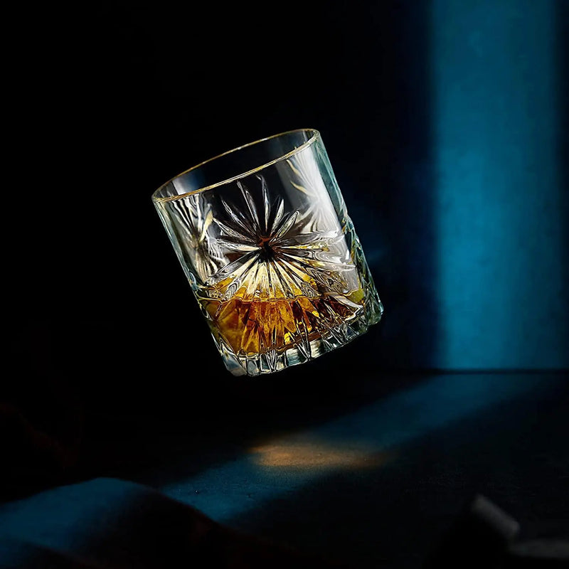 Crystal Whiskey Glasses - Set of 2 Soleil Glass Tumblers (10.7oz) Spirit Journeys Gifts