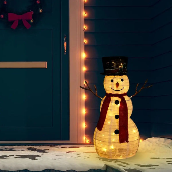 Decorative Christmas Snowman Figure with LED Luxury Fabric 90cm to 180 cm vidaXL