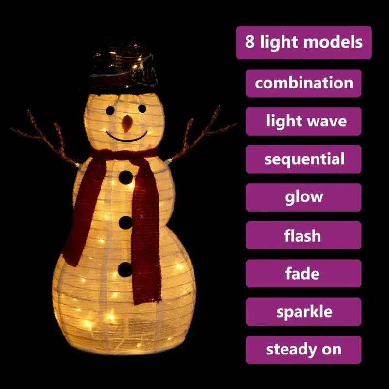 Decorative Christmas Snowman Figure with LED Luxury Fabric 90cm to 180 cm vidaXL