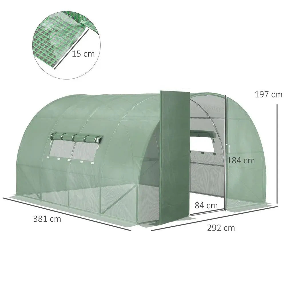 4 x 3M Walk-in Garden Polytunnel Greenhouse Galvanised Steel W/ Door Outsunny