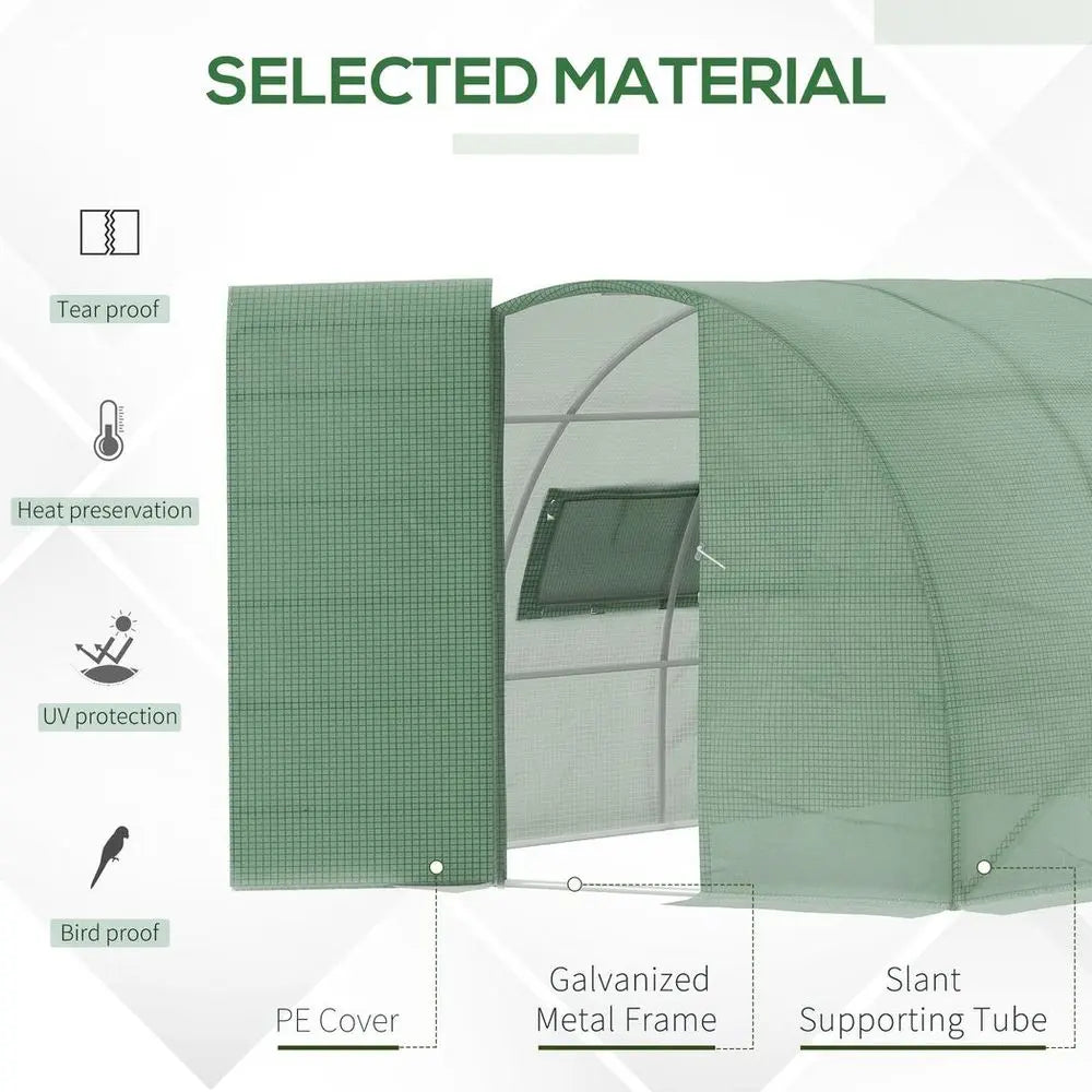 4 x 3M Walk-in Garden Polytunnel Greenhouse Galvanised Steel W/ Door Outsunny