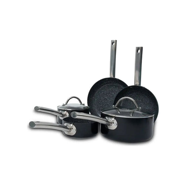Durastone 5Pc Saucepans & Frying Pans Cookware Set Ceramic Non-Stick Coating Glass Lids Durastone