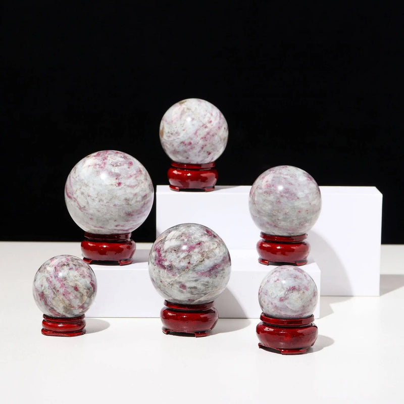 Exquisite Plum Tourmaline Sphere - Healing Crystal, Meditation, Decorative Sphere: 4.5-5cm Moon Rituals