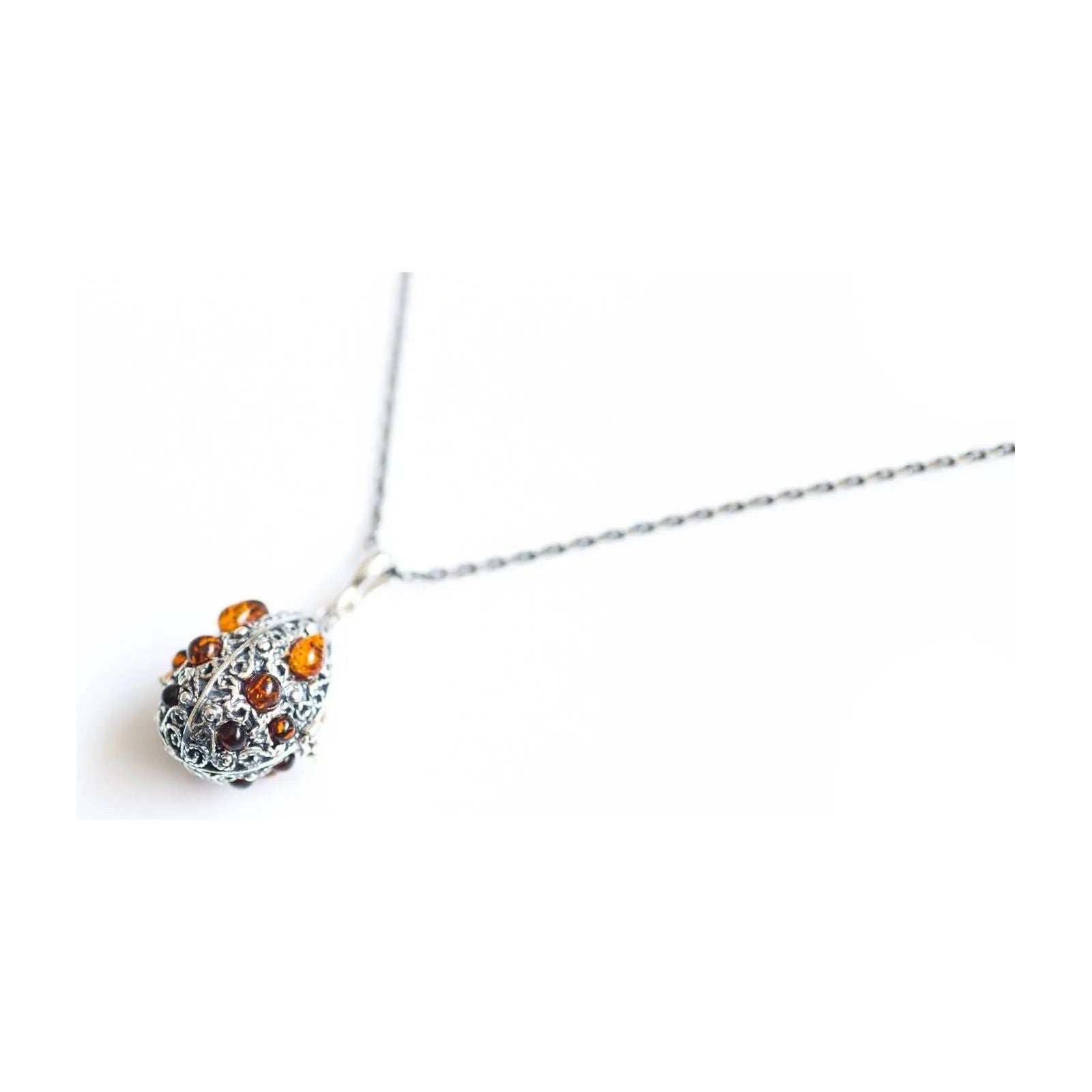 Fabergé Inspired Amber Egg Locket Necklace Spirit Journeys Gifts