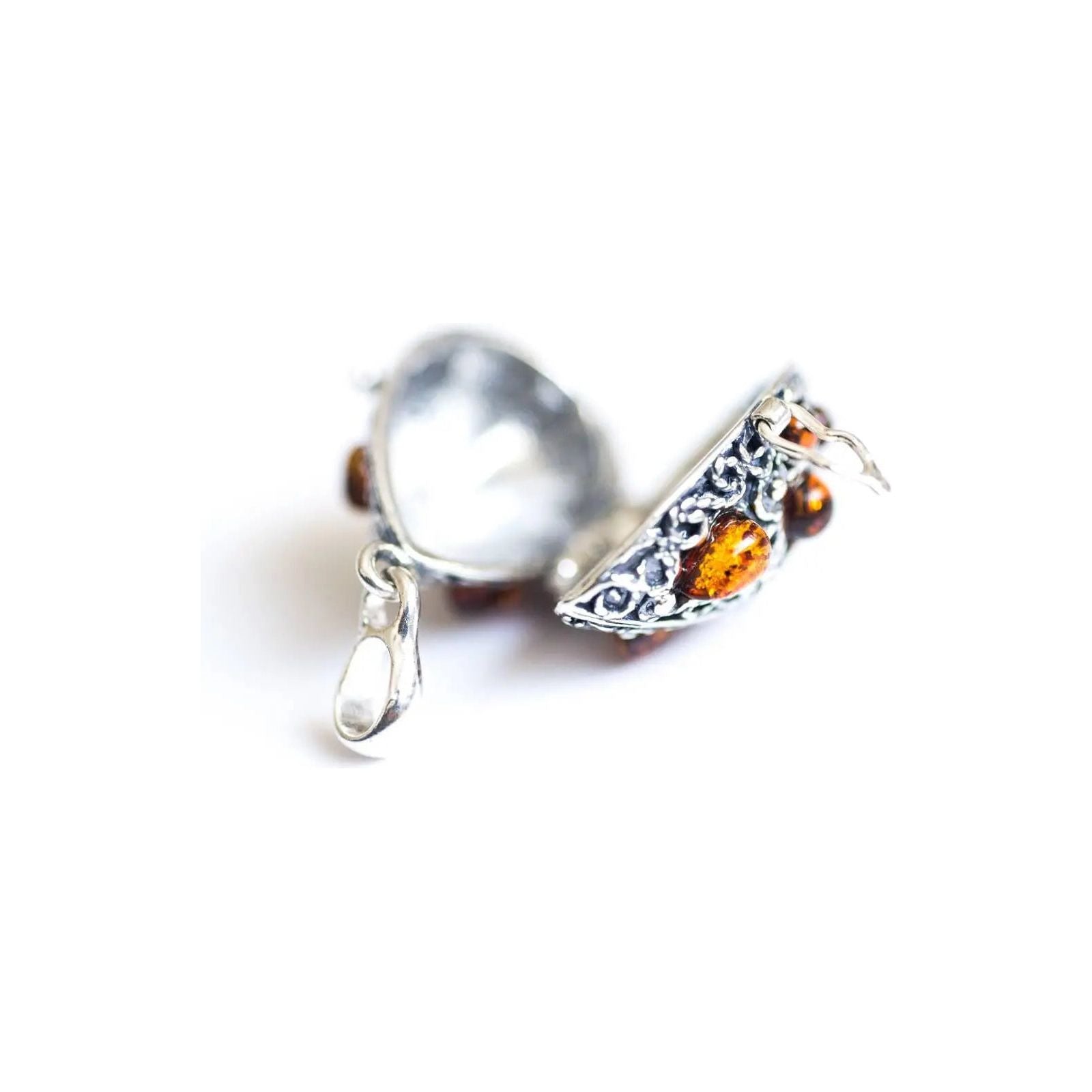 Fabergé Inspired Amber Egg Locket Necklace Spirit Journeys Gifts