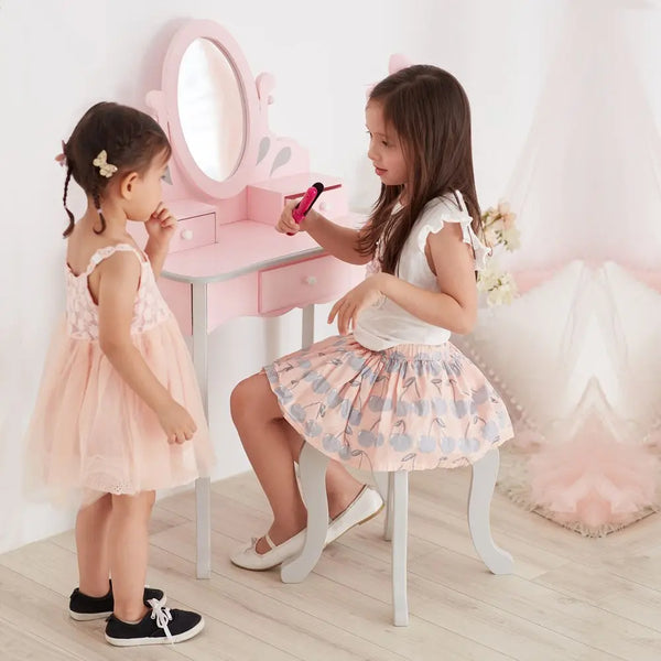 Fantasy Fields Pink Dressing Tables Vanity Table With Mirror & Stool TD-12851A Fantasy Fields