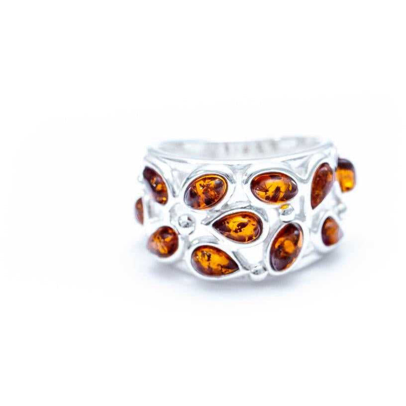Floral Amber Cuff Ring Spirit Journeys