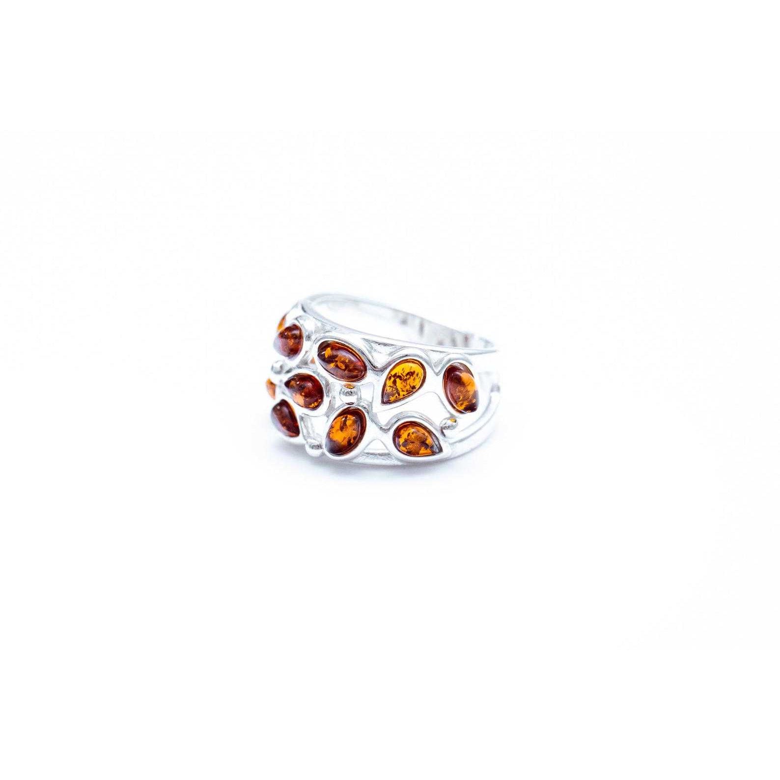 Floral Amber Cuff Ring Spirit Journeys