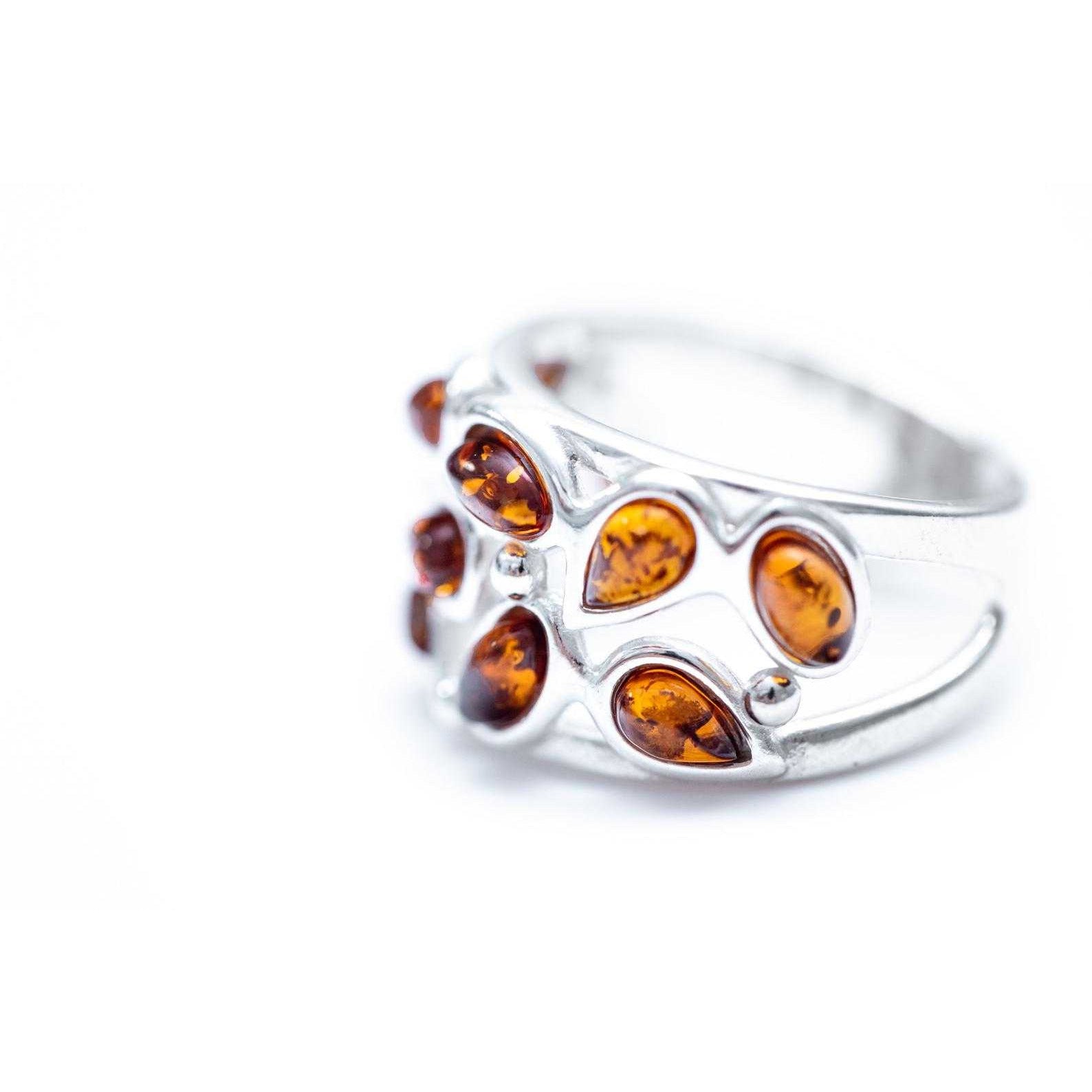 Floral Amber Cuff Ring Spirit Journeys