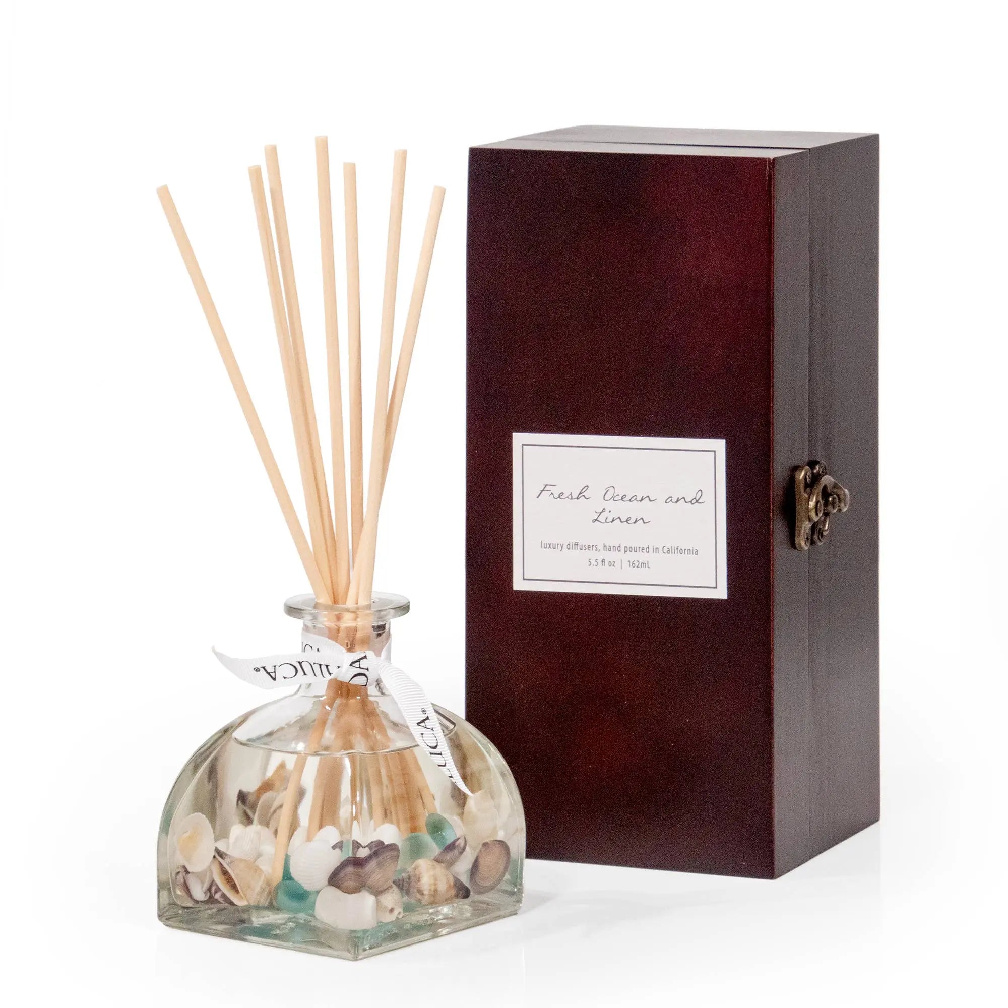 Fresh Ocean & Linen Reed Diffuser In Wood Box Andaluca