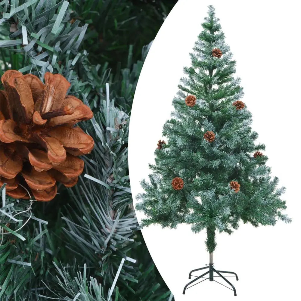 Frosted Christmas Tree with LEDs & Ball Set & Pinecones 150 cm to 210 cm vidaXL