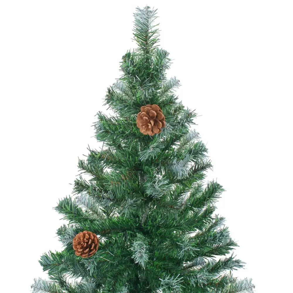 Frosted Christmas Tree with LEDs & Ball Set & Pinecones 150 cm to 210 cm vidaXL