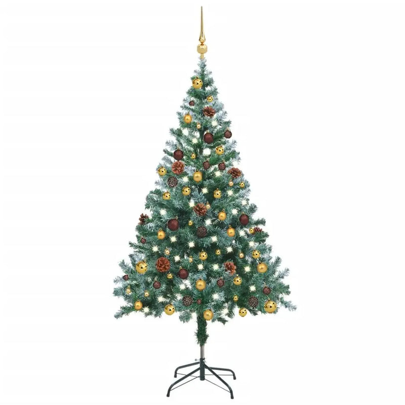 Frosted Christmas Tree with LEDs & Ball Set & Pinecones 150 cm to 210 cm vidaXL