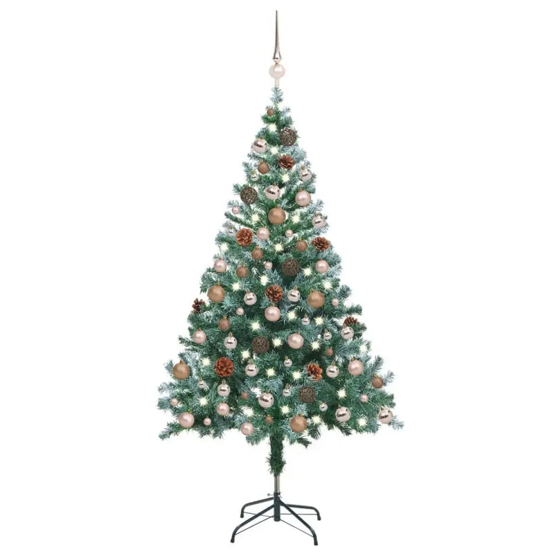 Frosted Christmas Tree with LEDs & Ball Set & Pinecones 150 cm to 210 cm vidaXL