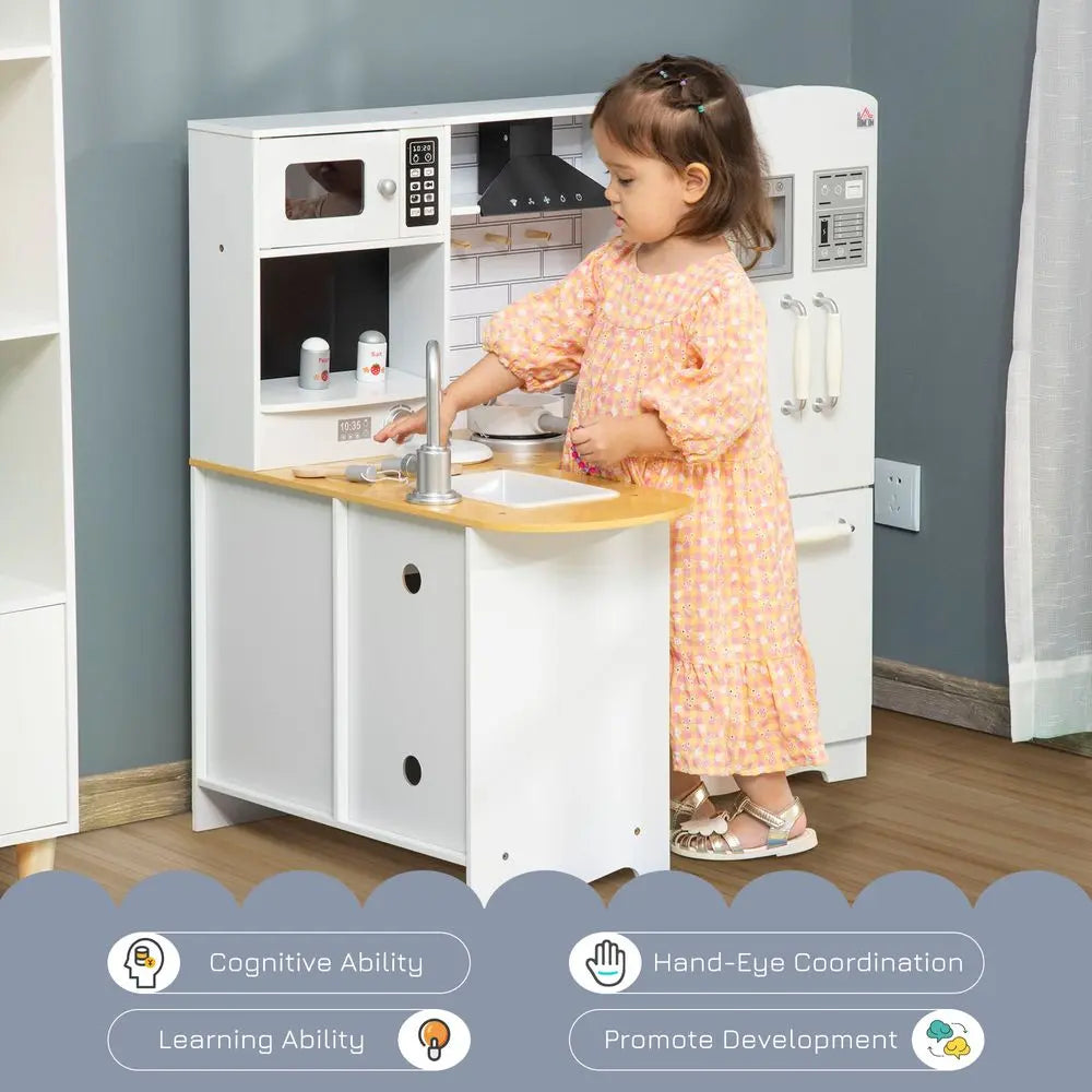 Large Kitchen Playset w/ Full Accessories - White HOMCOM