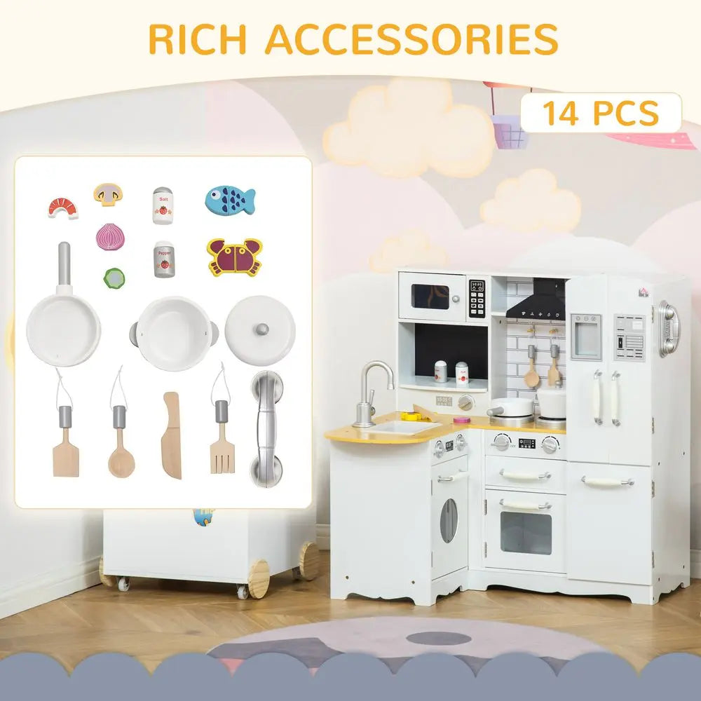 Large Kitchen Playset w/ Full Accessories - White HOMCOM