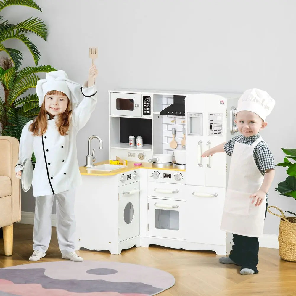 Large Kitchen Playset w/ Full Accessories - White HOMCOM