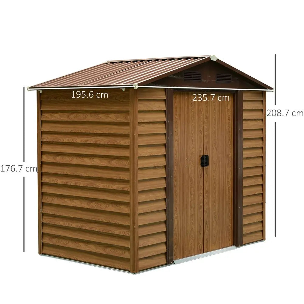 Garden Shed, 235.7Lx195.6Wx176.7-208.7H cm, Steel Outsunny