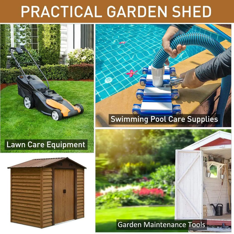 Garden Shed, 235.7Lx195.6Wx176.7-208.7H cm, Steel Outsunny