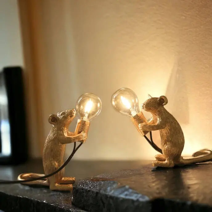 Gold Plated Mouse Resin Night Light | Creative Lamp: Set of 3 huemabe