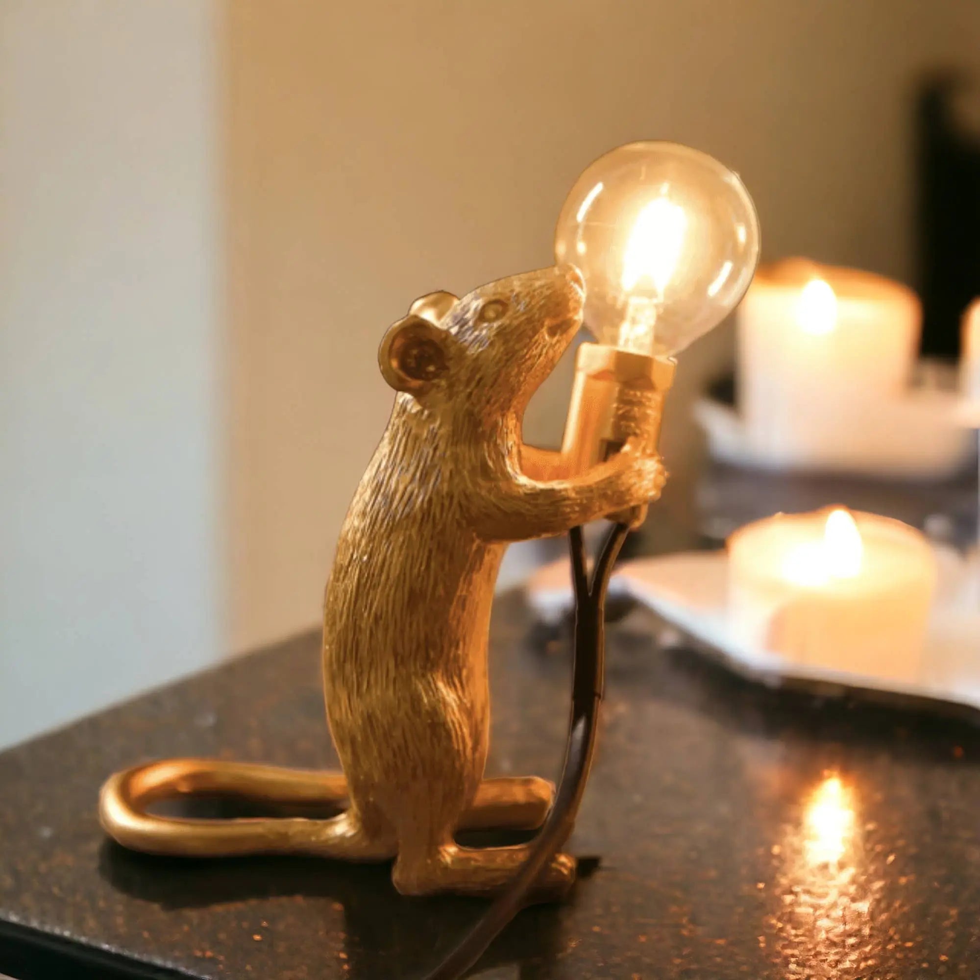 Gold Plated Mouse Resin Night Light | Creative Lamp: Set of 3 huemabe