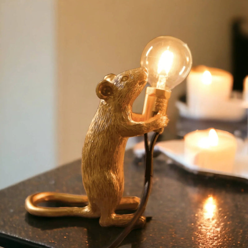 Gold Plated Mouse Resin Night Light | Creative Lamp: Set of 3 huemabe