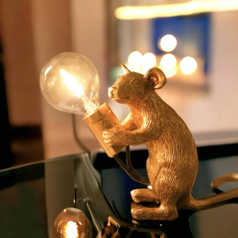 Gold Plated Mouse Resin Night Light | Creative Lamp: Set of 3 huemabe