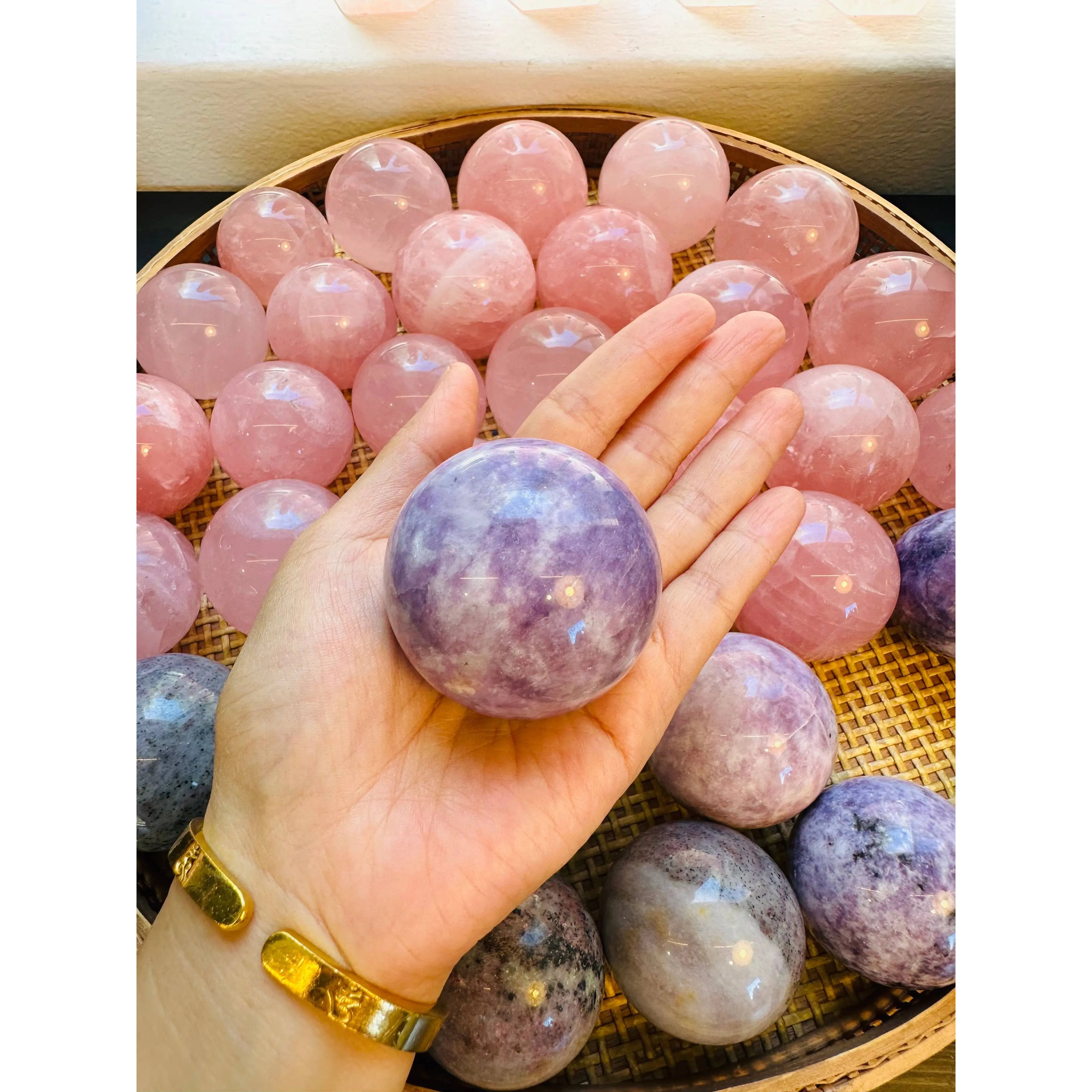 Gorgeous Lepidolite Sphere - Healing Crystal, Calming Energy: 4.5-5.5cm Moon Rituals