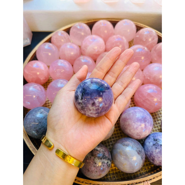 Gorgeous Lepidolite Sphere - Healing Crystal, Calming Energy: 4.5-5.5cm Moon Rituals