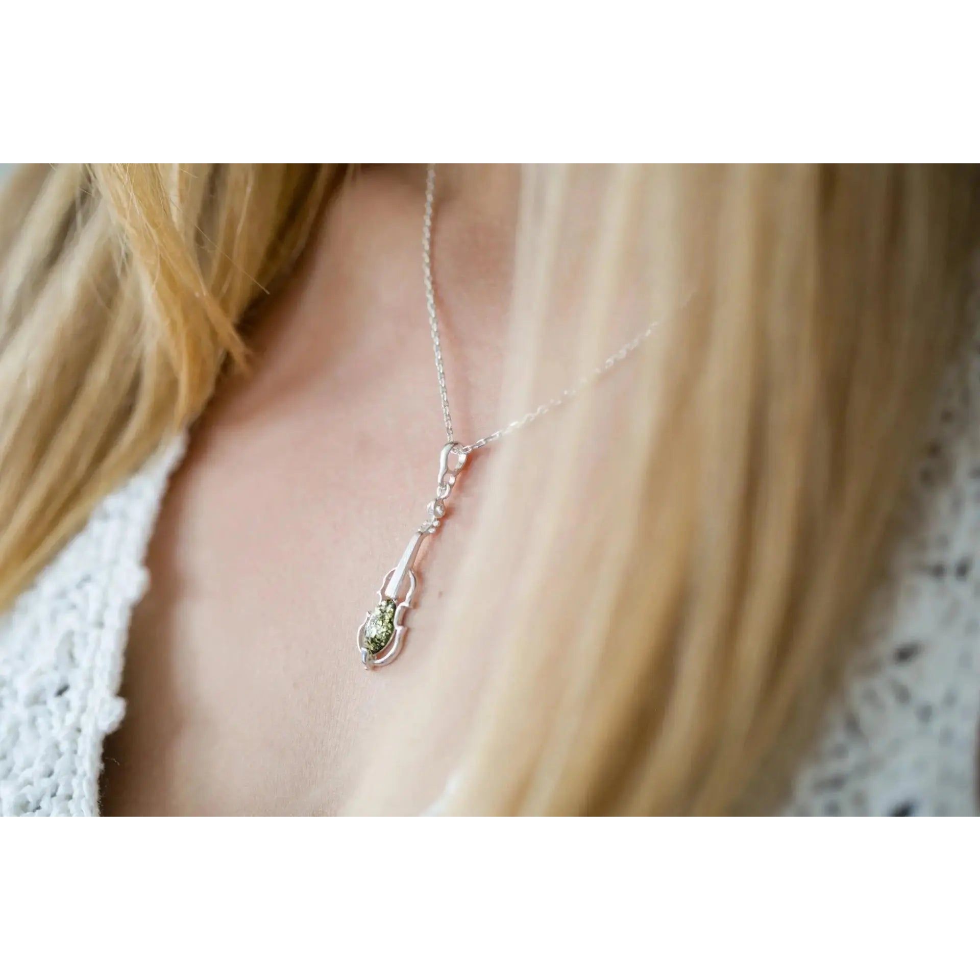 Green Amber Violin Pendant Spirit Journeys Gifts
