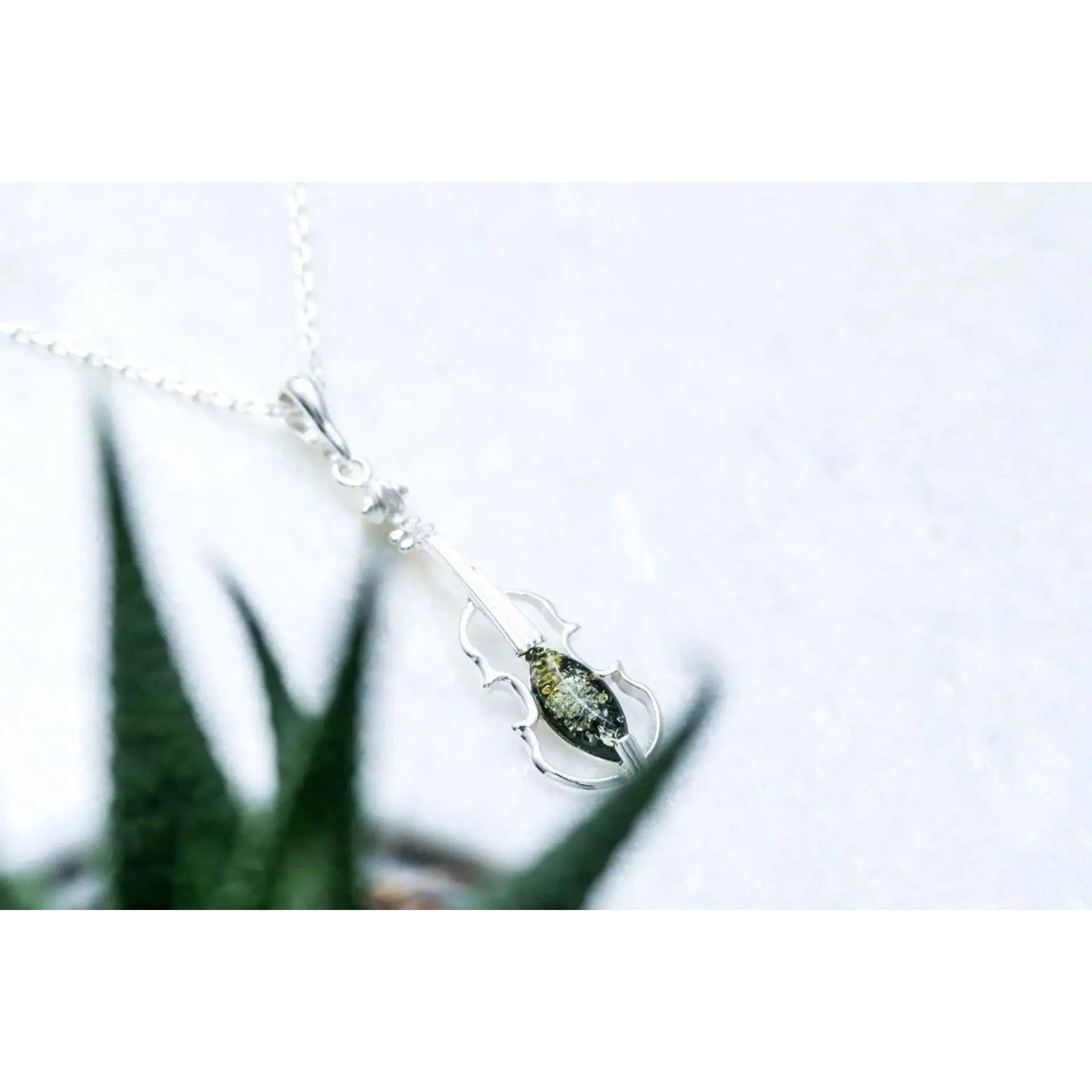 Green Amber Violin Pendant Spirit Journeys Gifts
