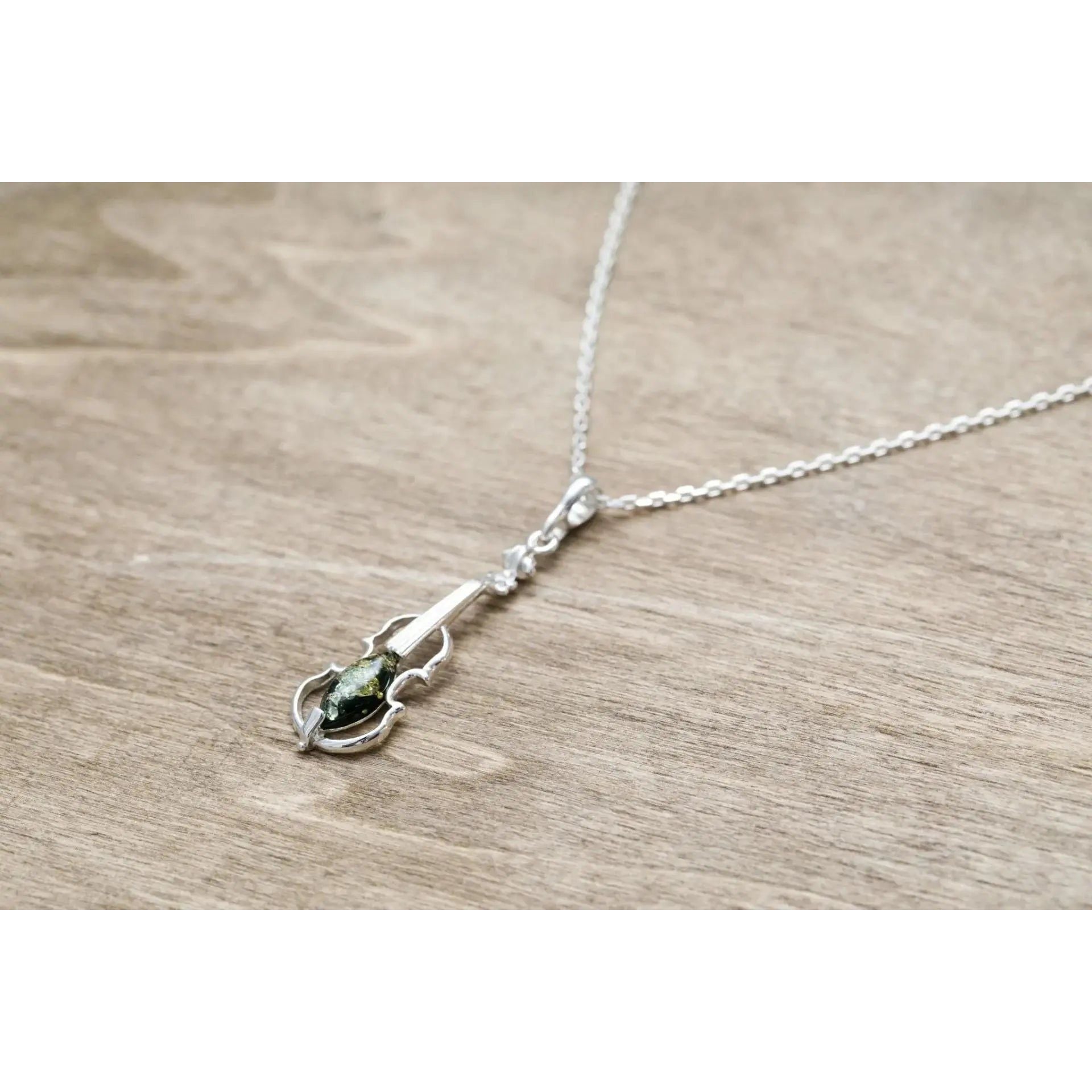 Green Amber Violin Pendant Spirit Journeys Gifts